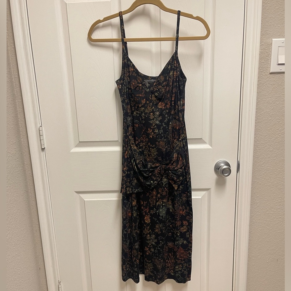 Peruvian Connection Black Pattern Knot Front Midi… - image 1